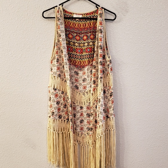 UMGEE TRIBAL PRINT LONG VEST - Picture 1 of 5